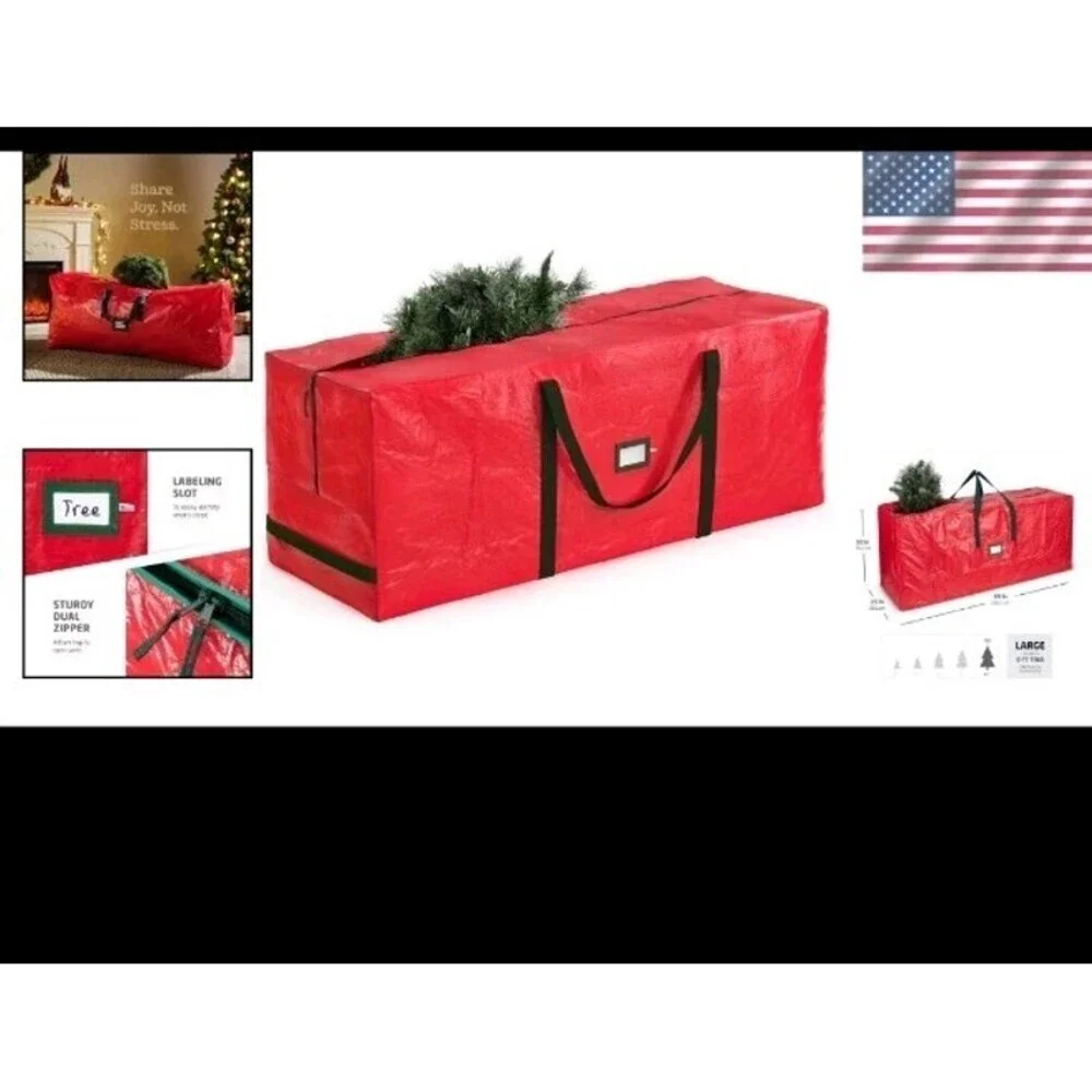 9 Ft Large Christmas Tree Storage Bag - Red - Waterproof - Durable 2176